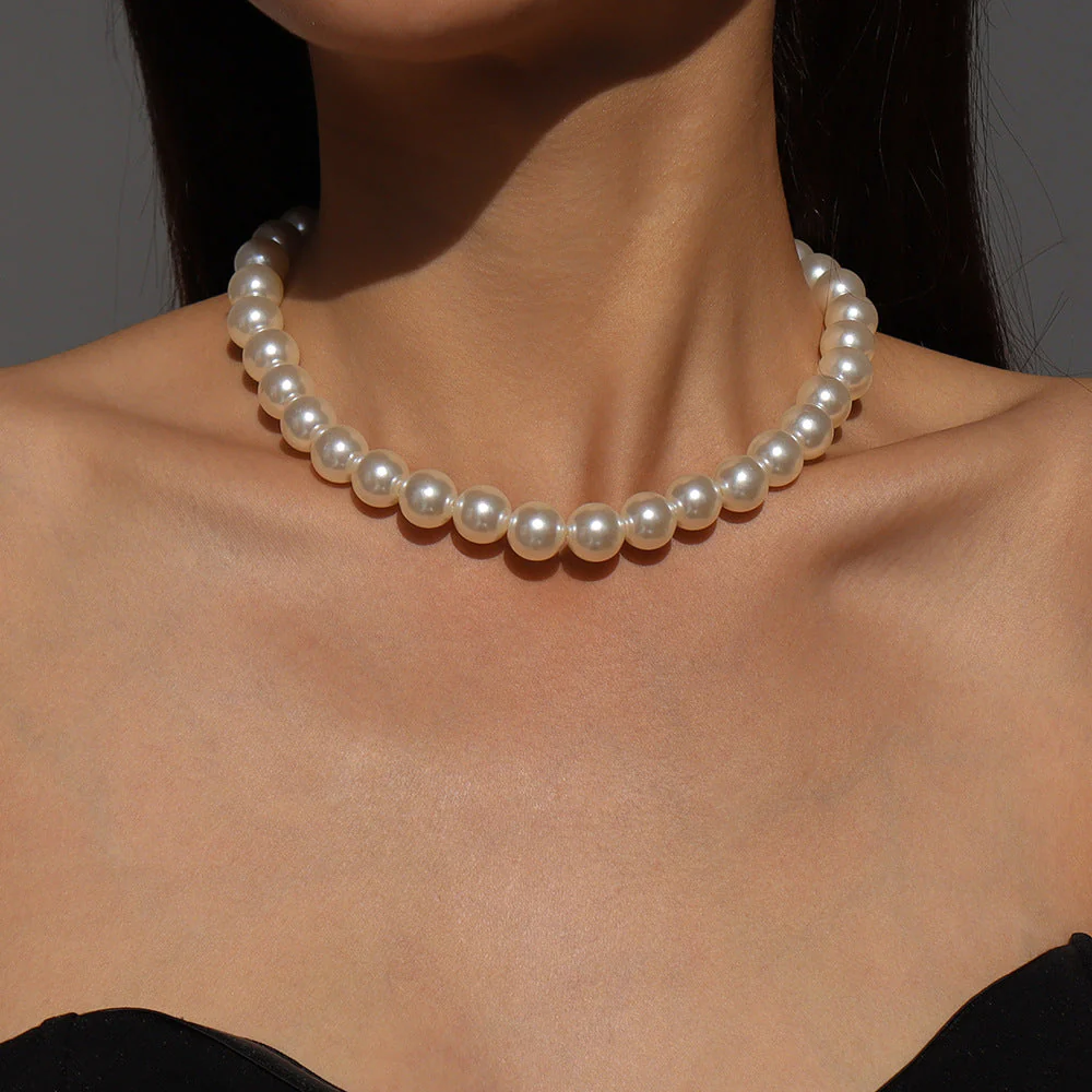 Faux pearl beaded choker necklace - Image 6