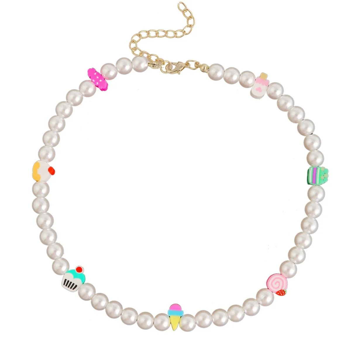 Faux pearl beaded clay necklace - Image 3