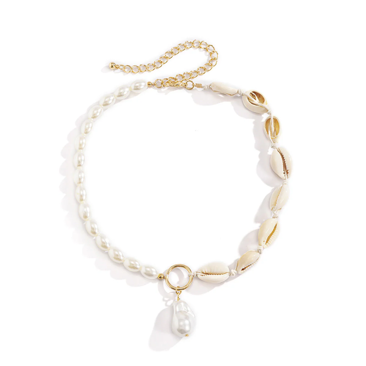 Faux pearl pendant shell choker necklace - Image 5