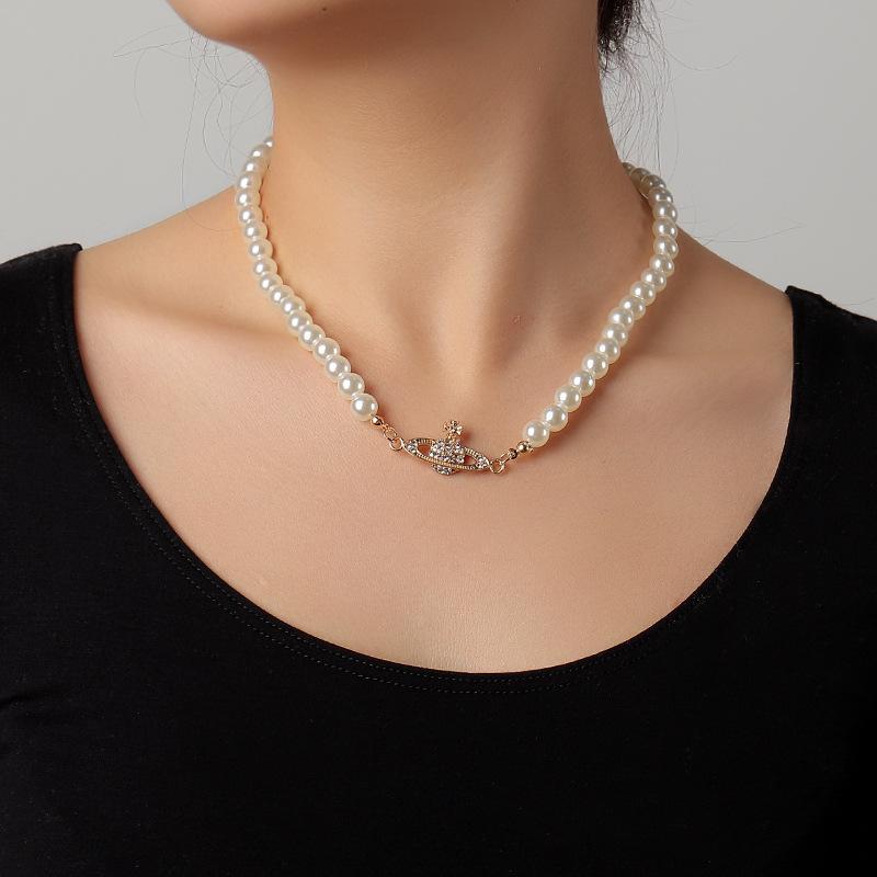 Faux pearl beaded choker necklace - Image 2