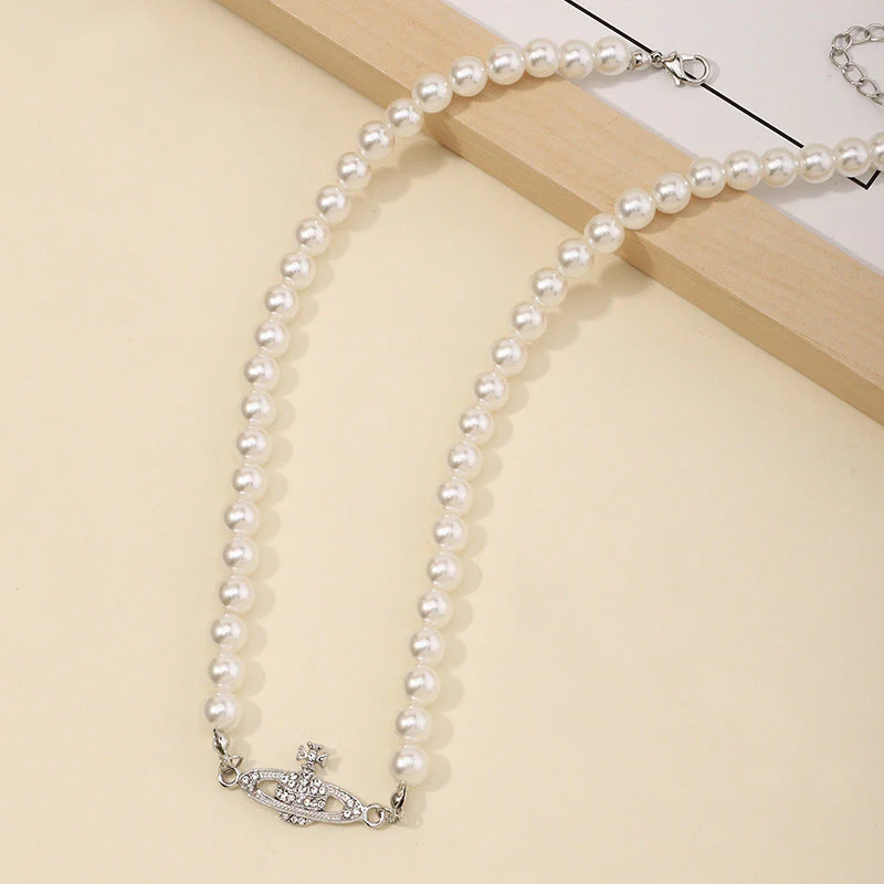 Faux pearl beaded choker necklace - Image 6