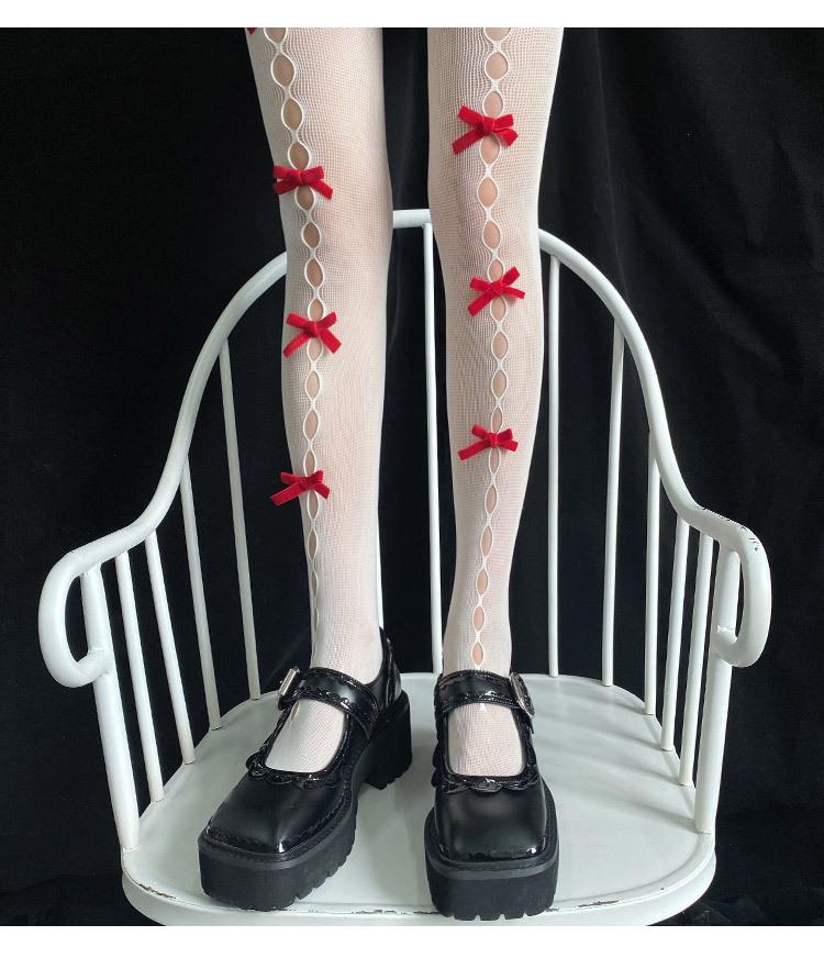 Fishnet hollow out bowknot tights - Image 5