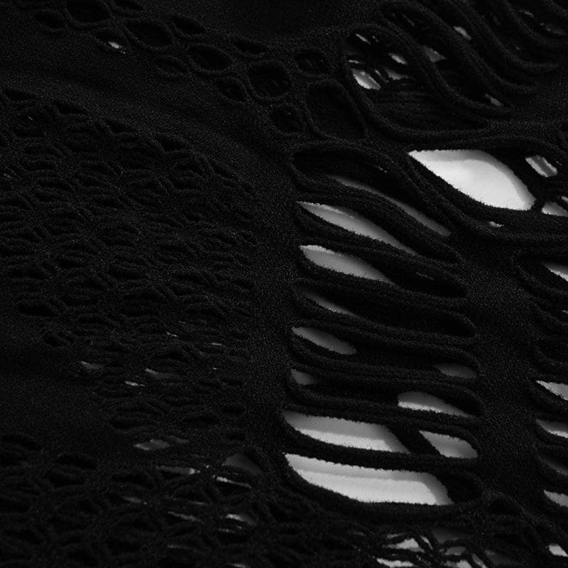 Fishnet long sleeve hollow out see through mini dress goth Alternative Darkwave Fashion goth Emo Darkwave Fashion - Image 9