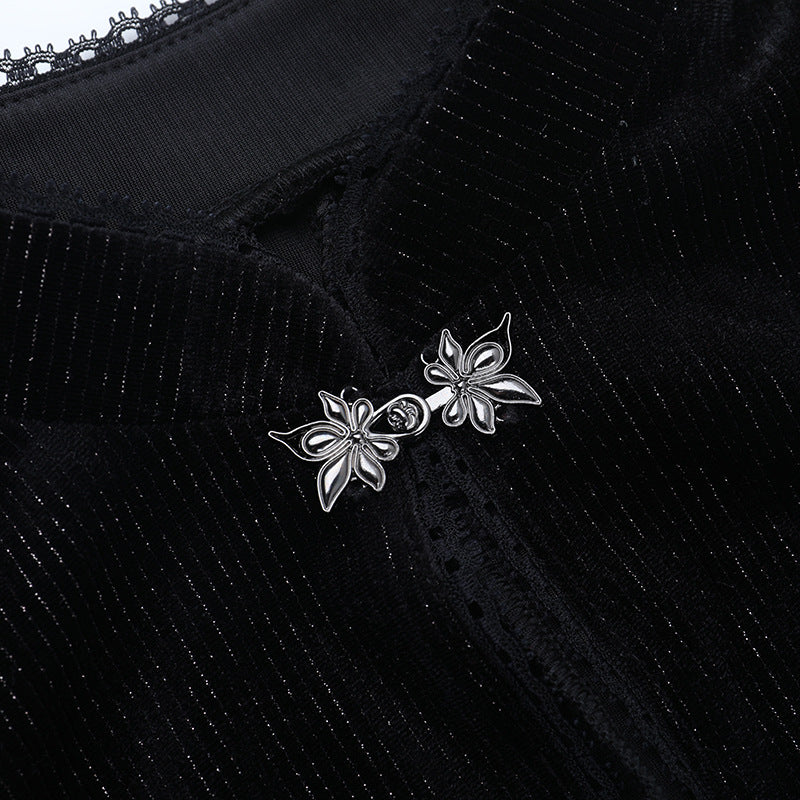 Flower embroidery cap sleeve slit maxi dress - Image 5