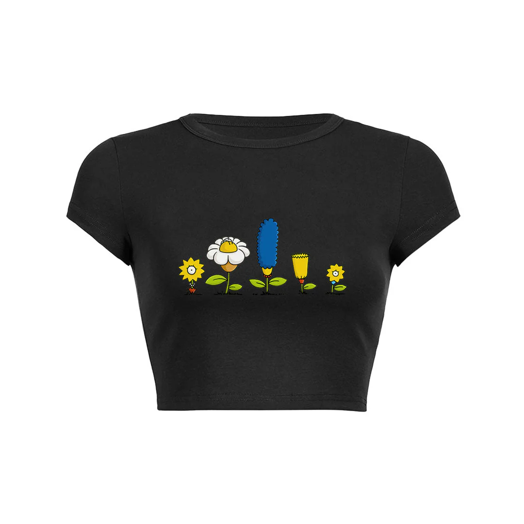 Floral Friends Crop Top Baby Tee