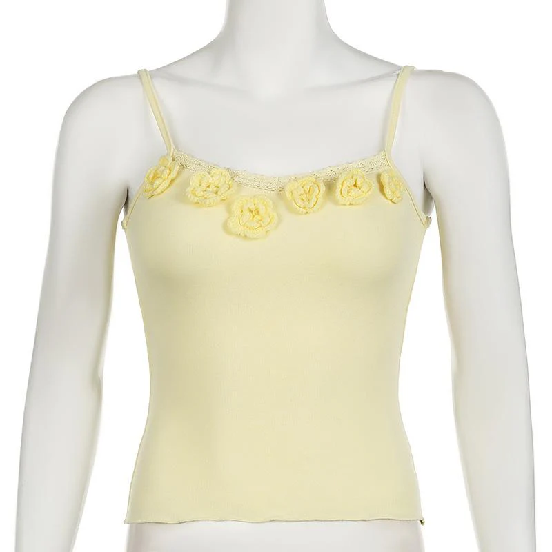 Flower applique lace hem ruffle cami top - Image 2