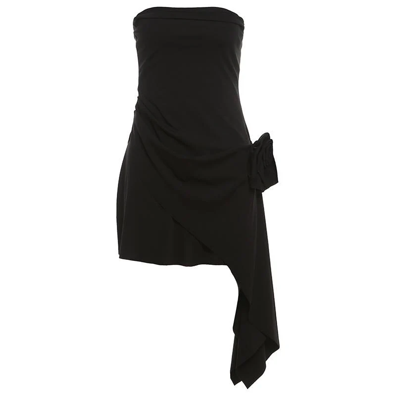 Flower applique ruched tube mini dress - Image 2