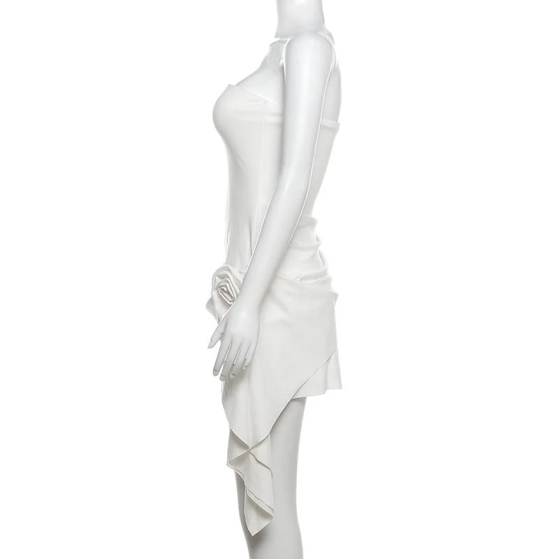 Flower applique ruched tube mini dress - Image 5