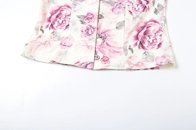 Flower print button tube top - Image 10