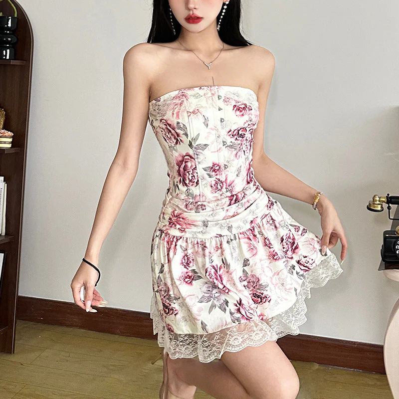 Flower print button tube top - Image 2