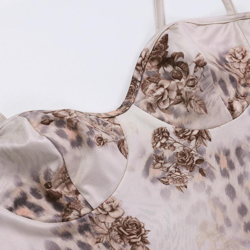 Flower print contrast sweetheart neck backless cami midi dress fairycore Ethereal Fashion - Image 6