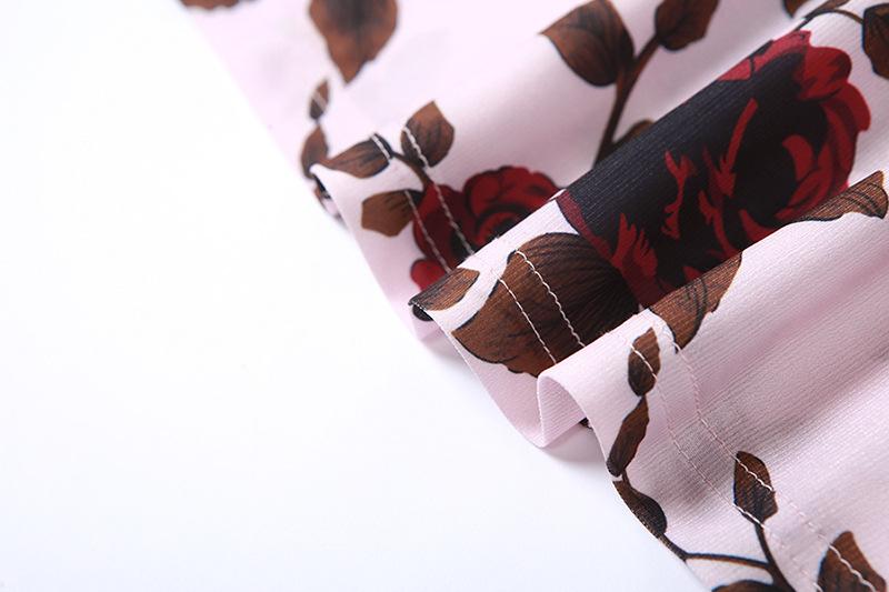 Flower print low cut spaghetti strap contrast lace up backless midi dress - Image 7