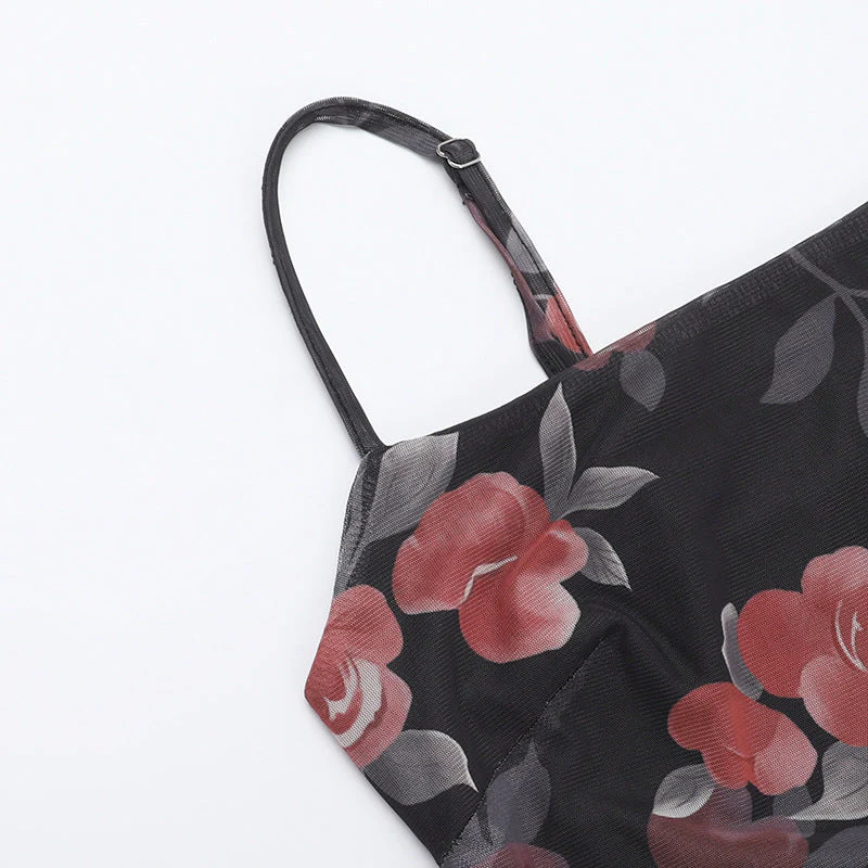 Flower print mesh cami maxi dress - Image 6