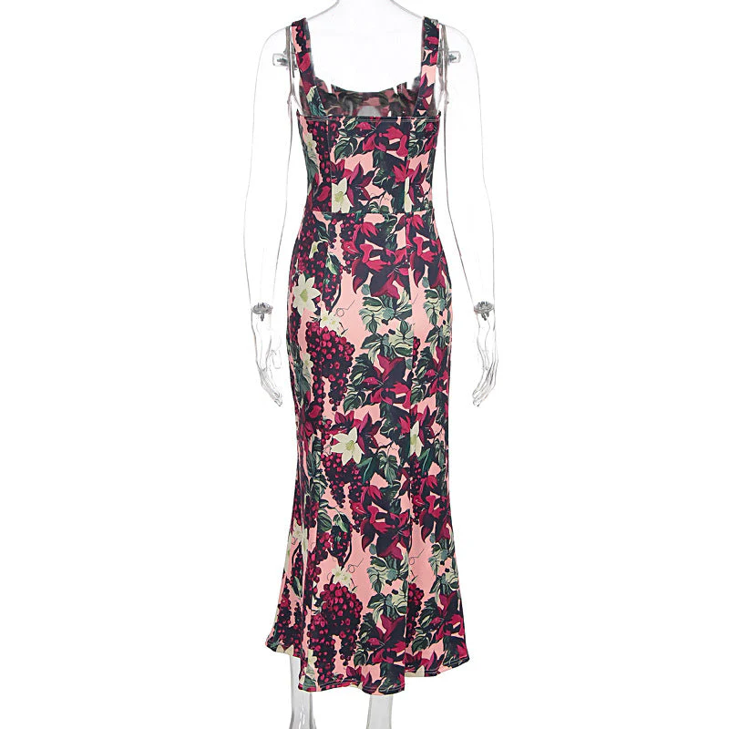 Flower print v neck cami maxi dress - Image 4