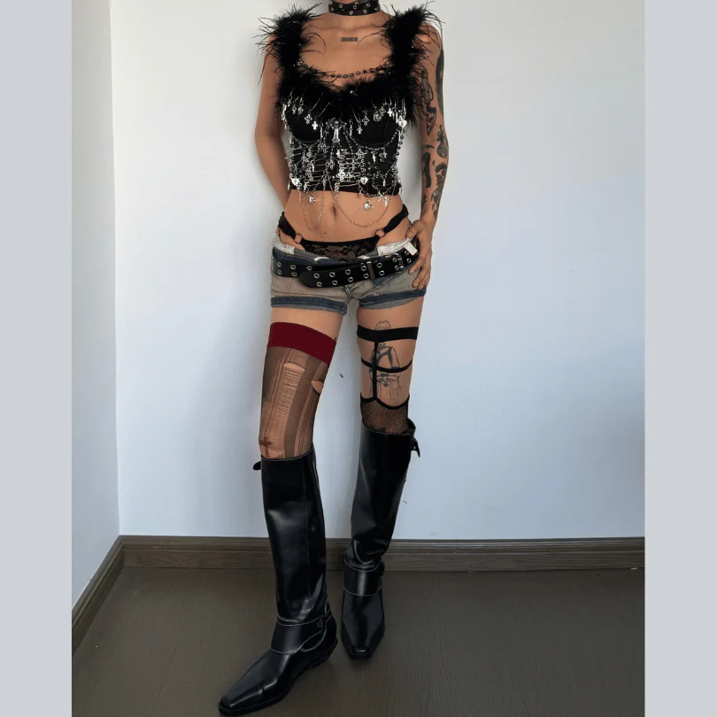 Fluffy beaded metal applique crop top - Image 3