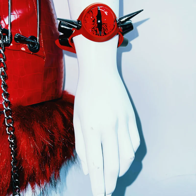 Fluffy metal chain rivet PU leather top - Image 6