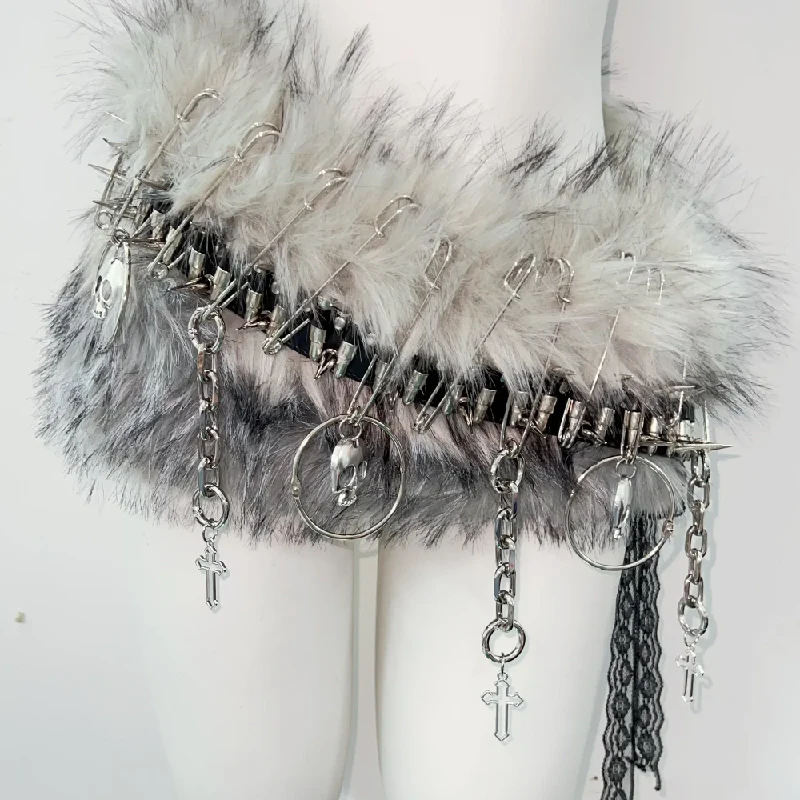 Fluffy metal chain tube mini skirt set - Image 6