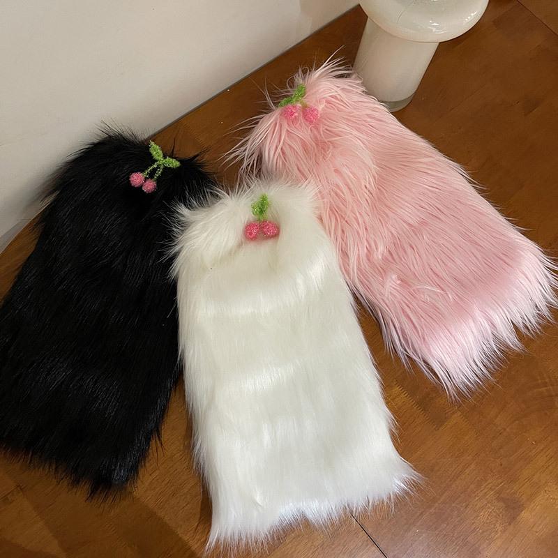 Furry cherry decor leg warmer - Image 3