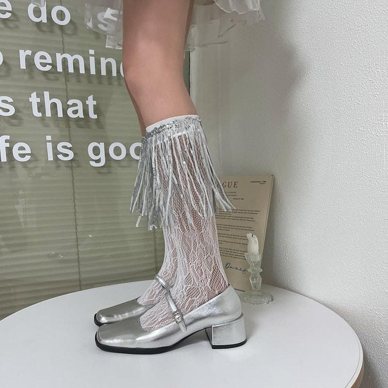 Glitter lace tassels long socks - Image 11
