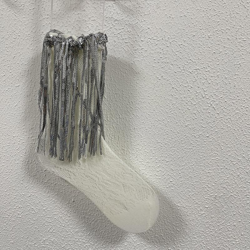 Glitter lace tassels long socks - Image 12