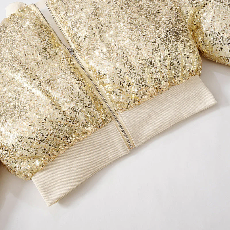 Glitter long sleeve zip-up coat top - Image 7
