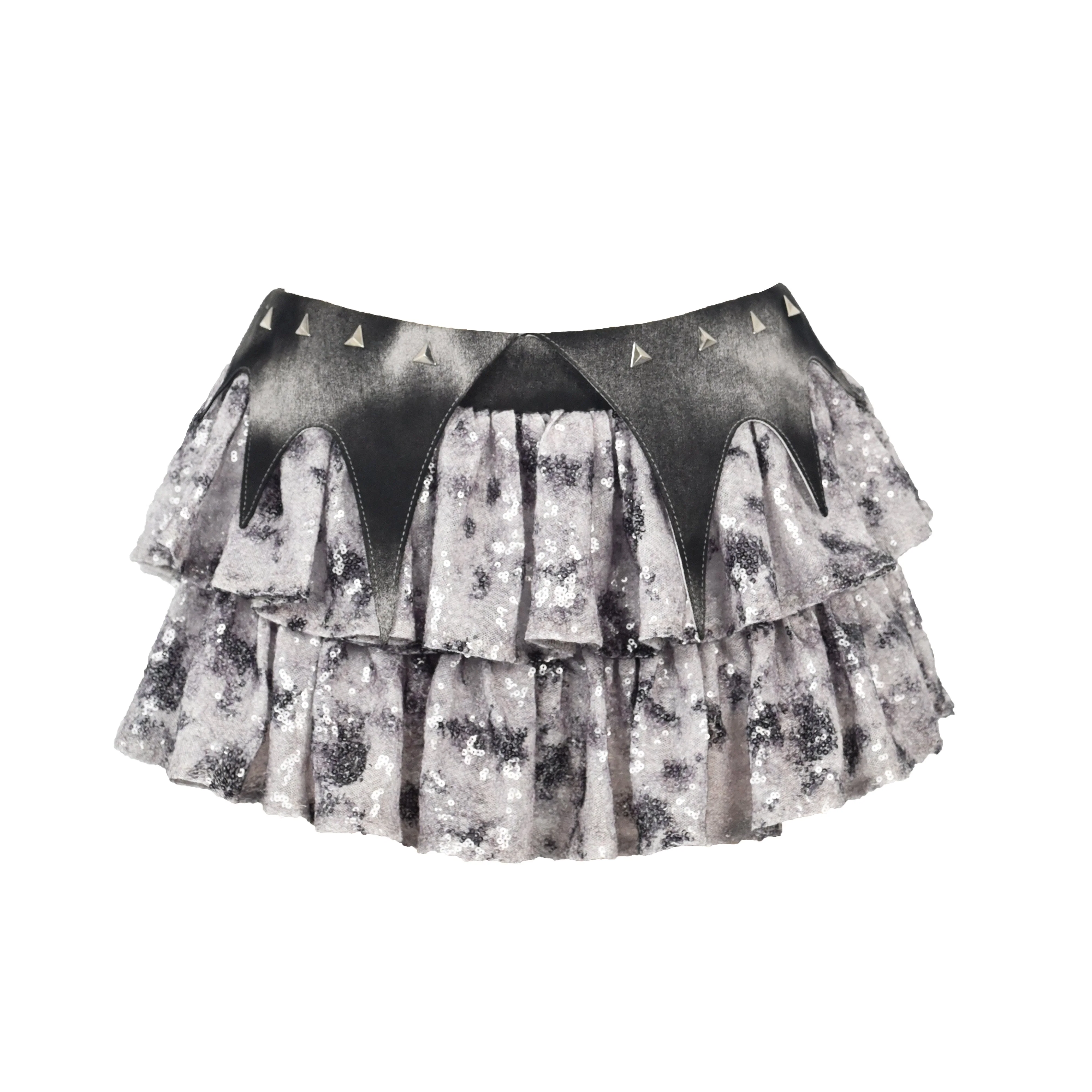 Glitter ruched A line contrast mini skirt - Image 2