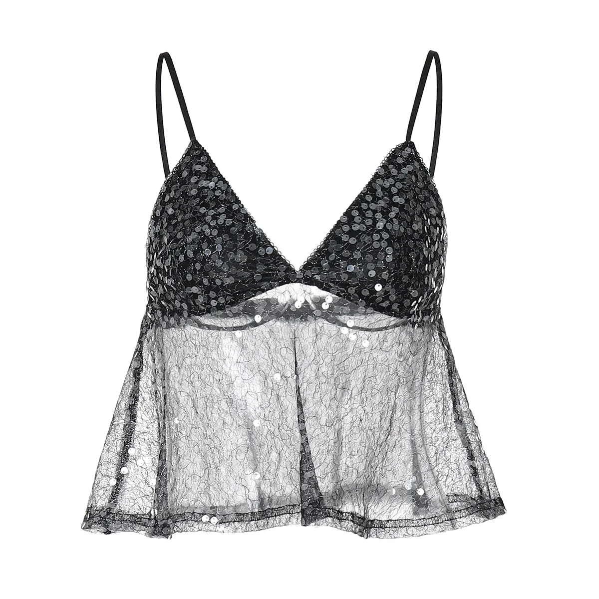 Glitter v neck backless cami top
