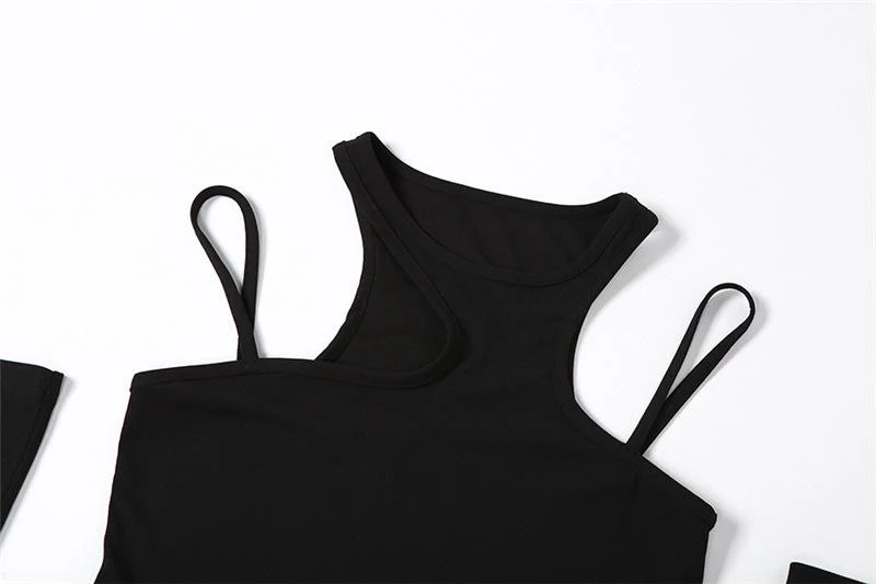 Gloves irregular solid cami crewneck bodysuit y2k 90s Revival Techno Fashion - Image 7