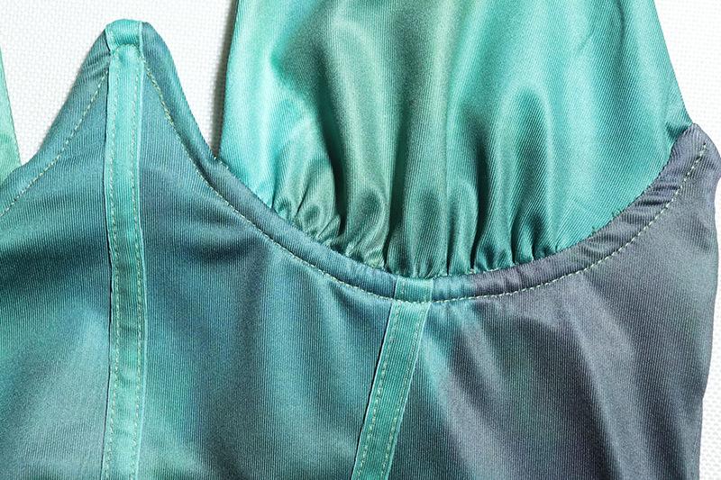 Halter corset deep v neck drawstring ruched slit maxi dress - Image 7