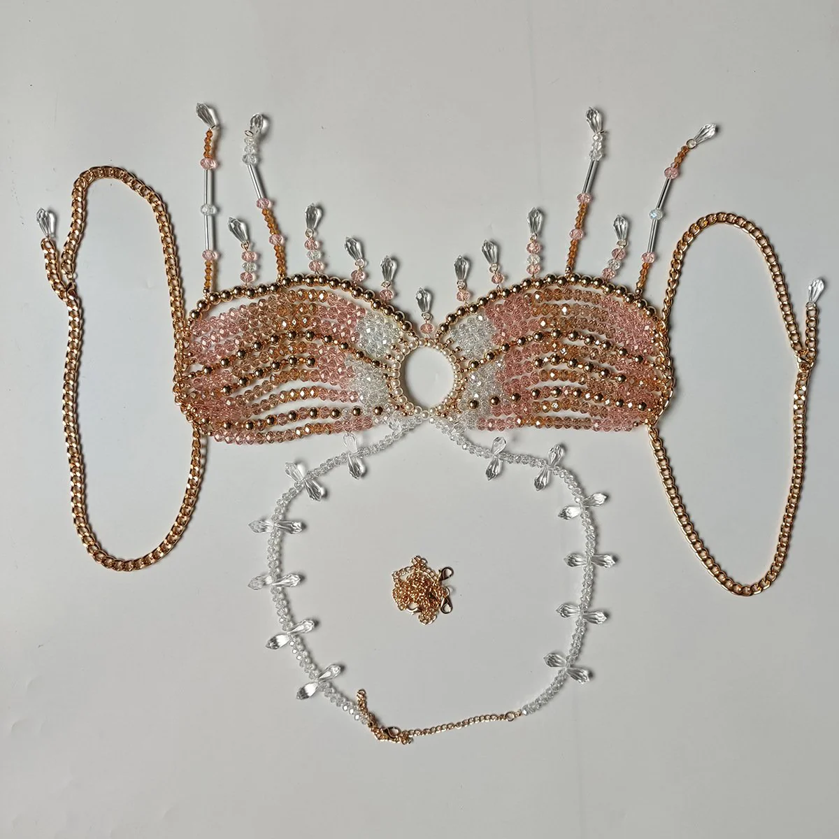 Halter crystal beaded tassels hollow out crop top - Image 5