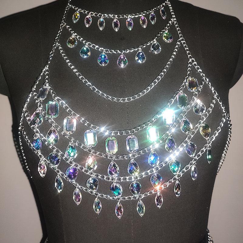 Halter crystal hollow out metal chain waist chain set - Image 2
