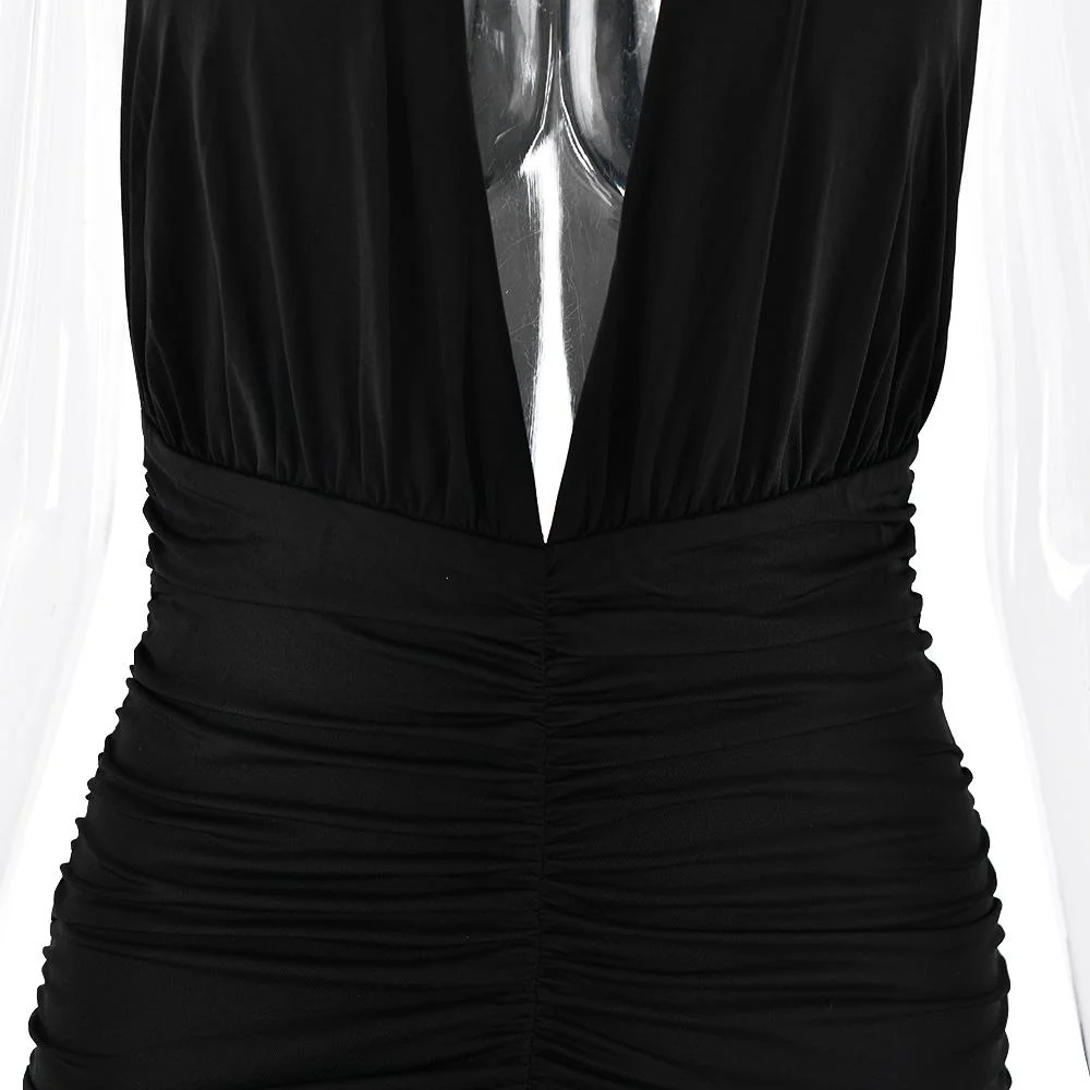Halter deep v neck backless high slit maxi dress - Image 9