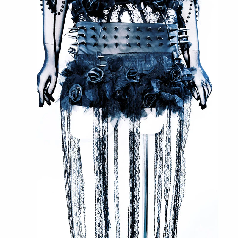 Halter hollow out beaded flower applique feather top - Image 3