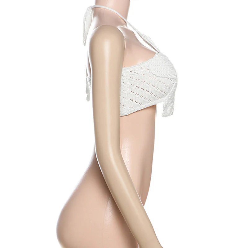 Halter knitted self tie crop top - Image 3