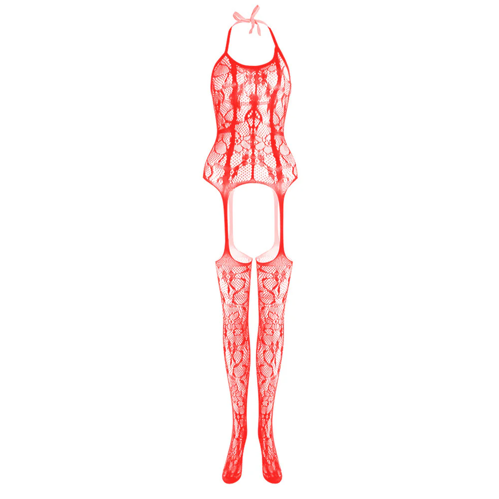 Halter knotted suspender lace bodystocking - Image 22