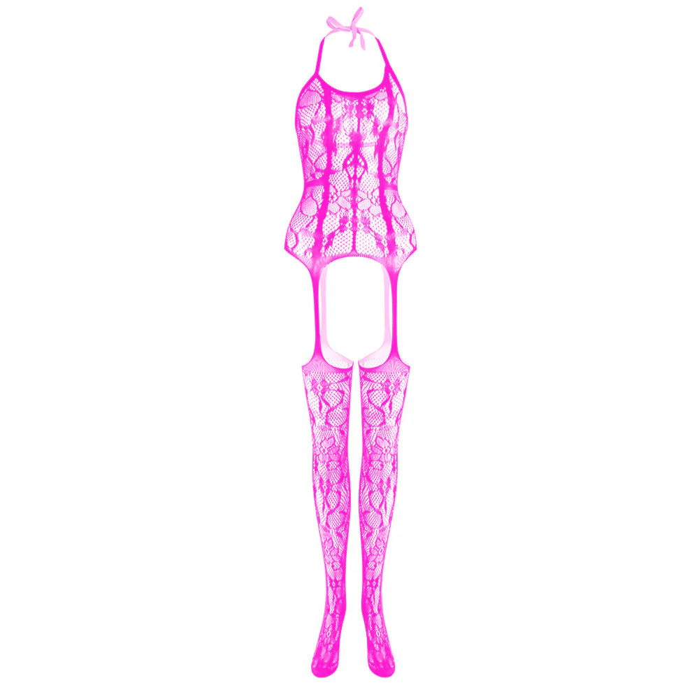 Halter knotted suspender lace bodystocking - Image 23