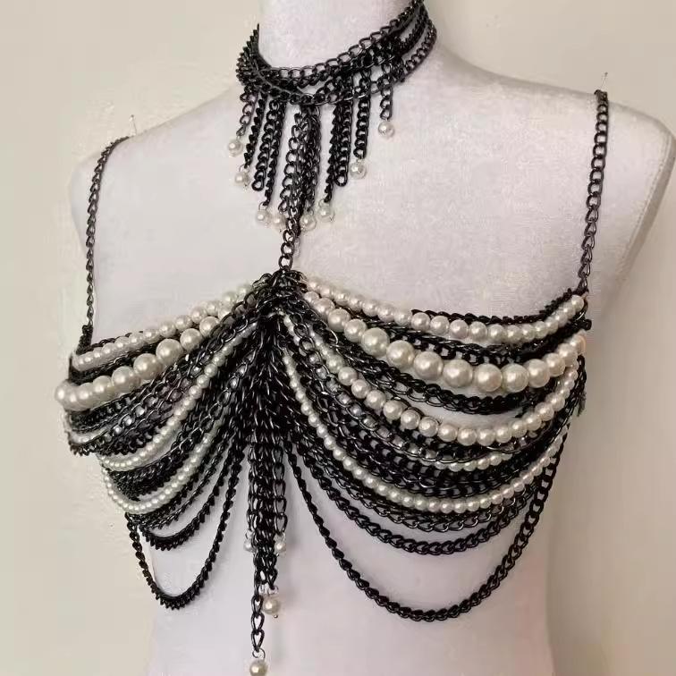 Halter layered beaded metal chain waist chain set - Image 4