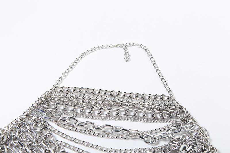 Halter layered metal chain hollow out backless top - Image 7
