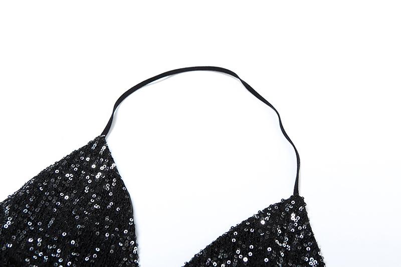Halter metallic glitter cowl neck ruched 2 piece top - Image 7