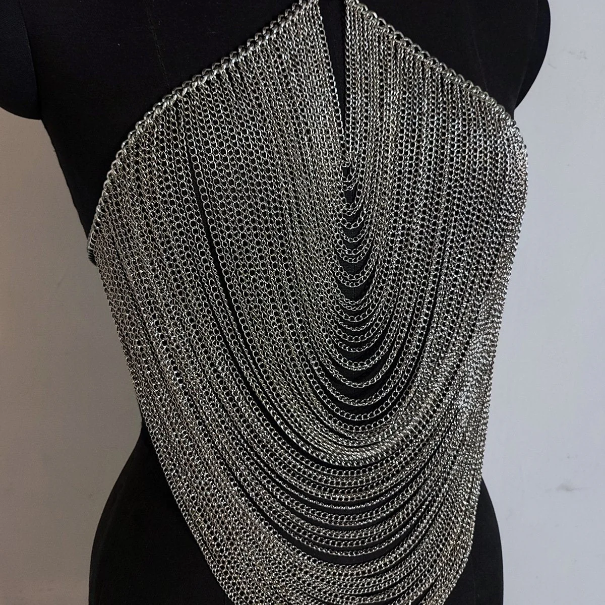 Halter o ring hollow out metal chain top - Image 2
