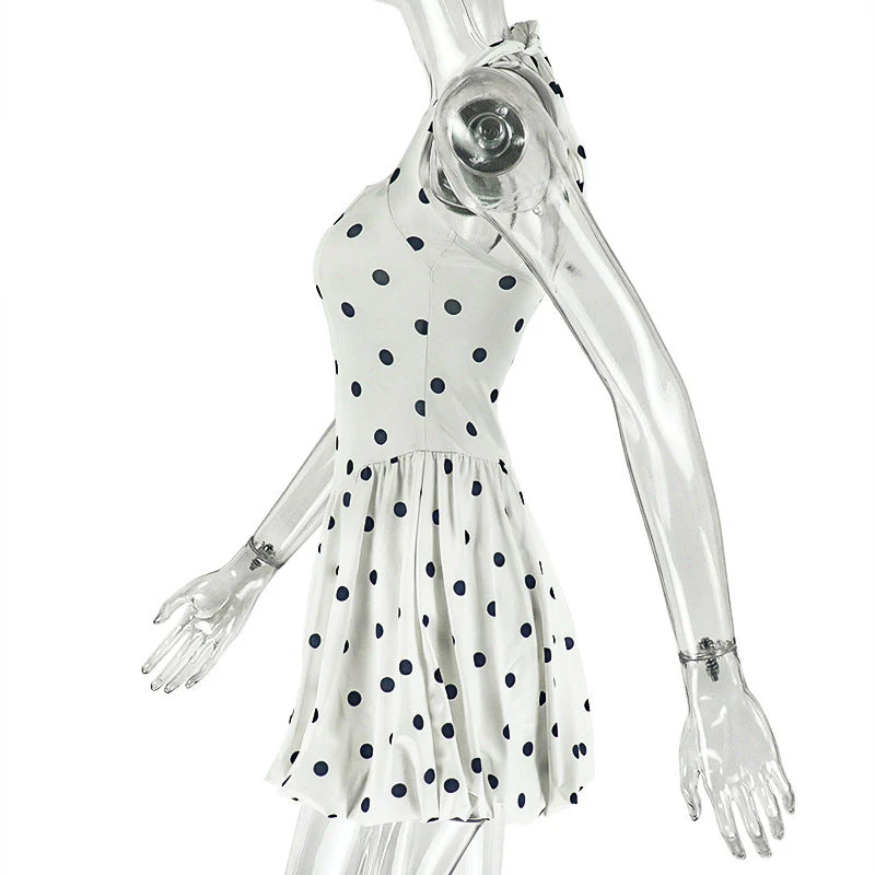 Halter polka dot backless mini dress - Image 3
