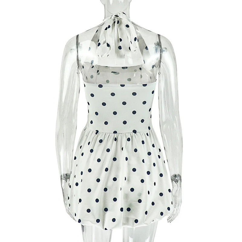 Halter polka dot backless mini dress - Image 4