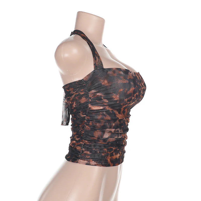 Halter print self tie crop top - Image 3
