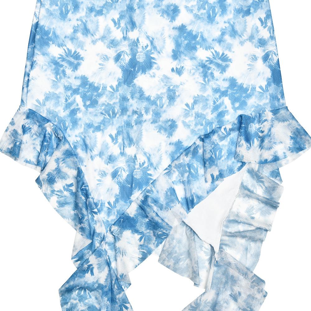 Halter ruffle tie dye irregular backless mini dress - Image 7