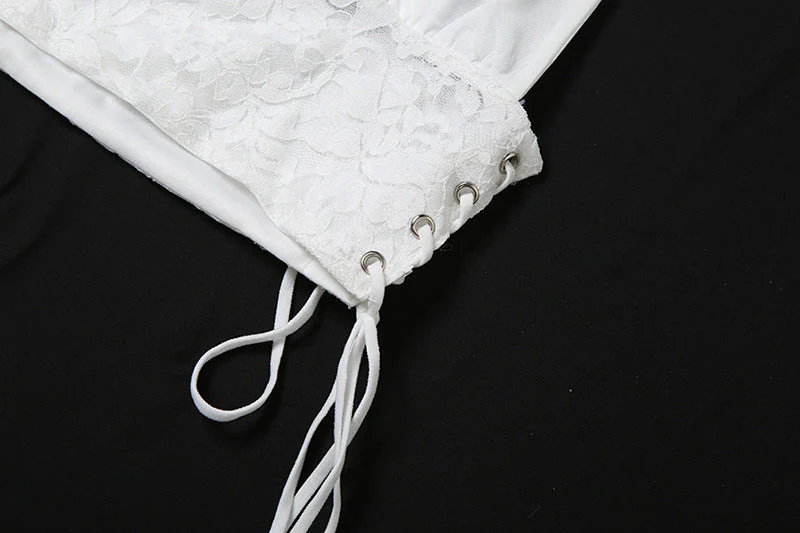 Halter self tie lace v neck backless top - Image 7