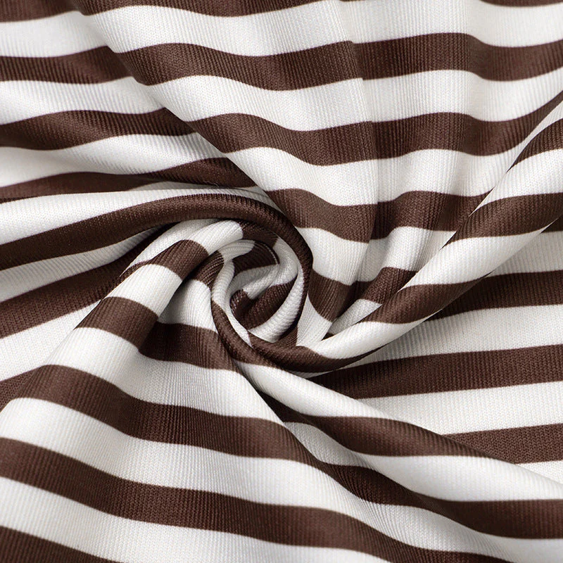 Halter self tie striped print backless v neck top - Image 7