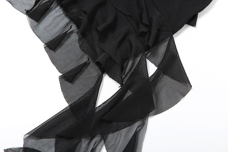 Halter sheer mesh ruffle backless mini dress - Image 16