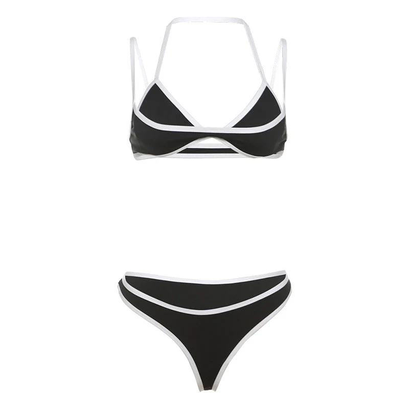 Halter v neck backless cami bikini swimwear