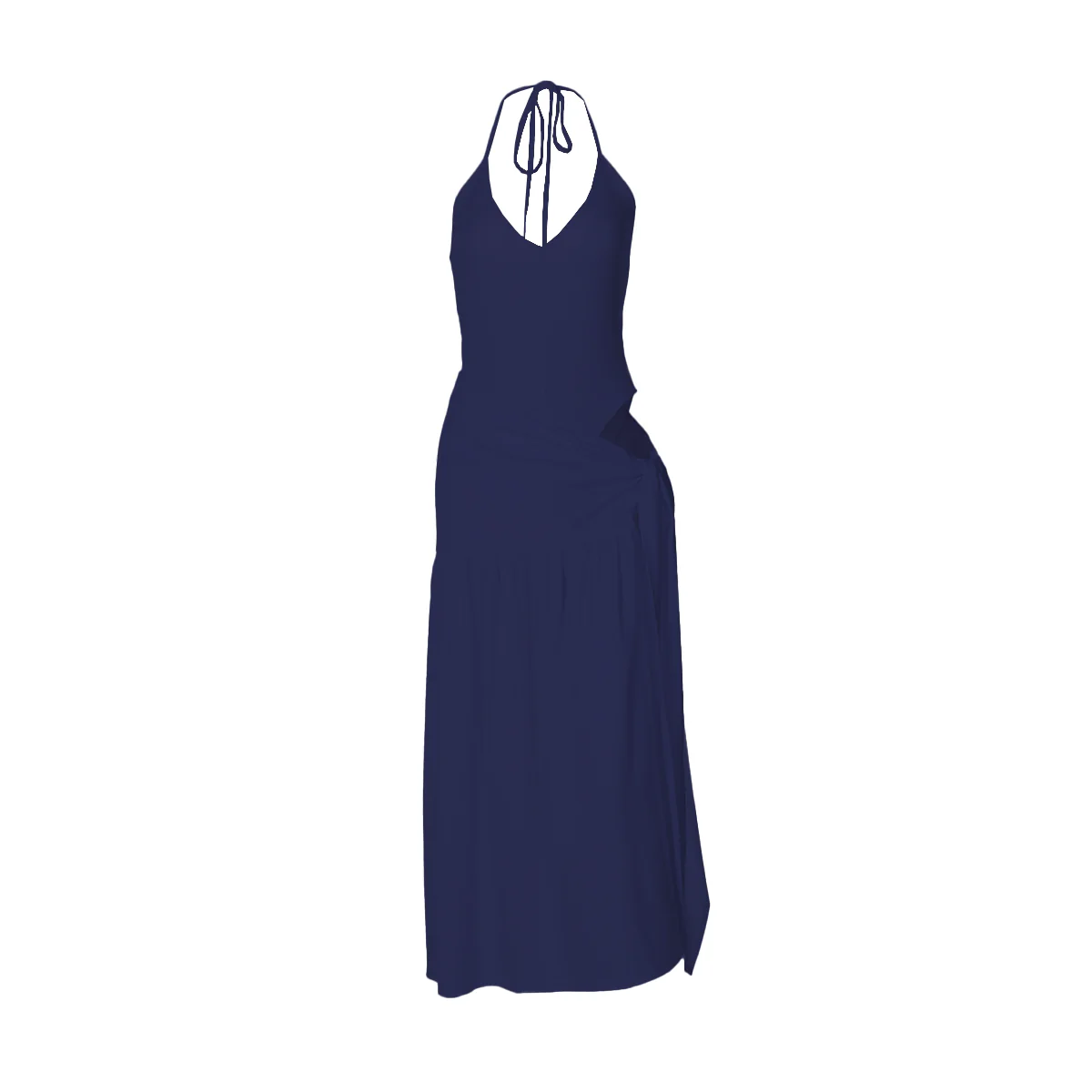 Halter v neck knotted slit maxi skirt set - Image 2