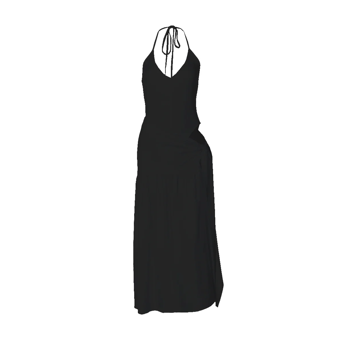 Halter v neck knotted slit maxi skirt set - Image 3